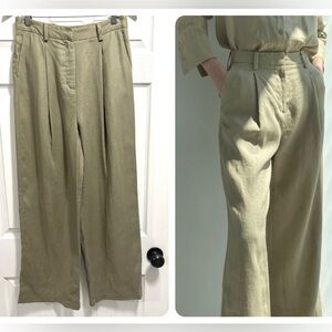 OAK + FORT 100% Linen Pleated Wide Leg Trousers